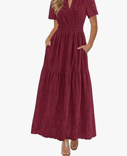 Eyelet or Broderie Maxi Dress
