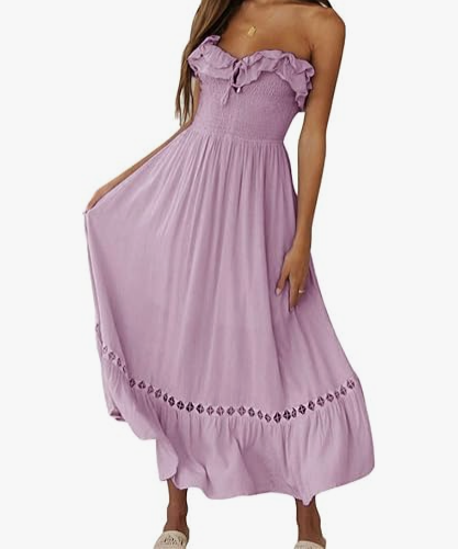 SAUKOLE Ruffle Strapless Dress