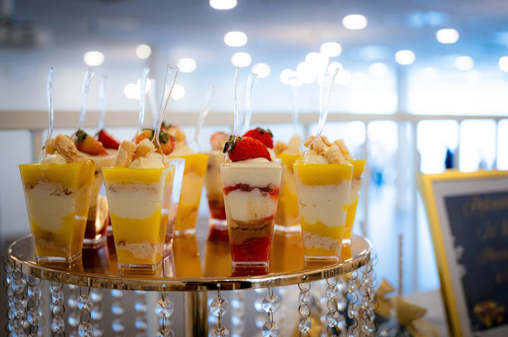 A tray of parfaits.