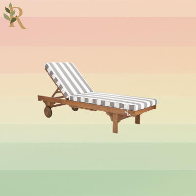 A gray and white striped lounge chair.