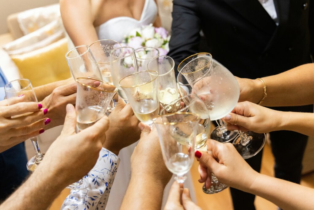 Group of people toasting champagne