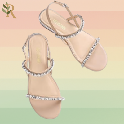Low-Wedge Rhinestone Strap Flats