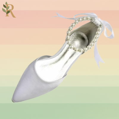 Pearl Strap Satin Flats