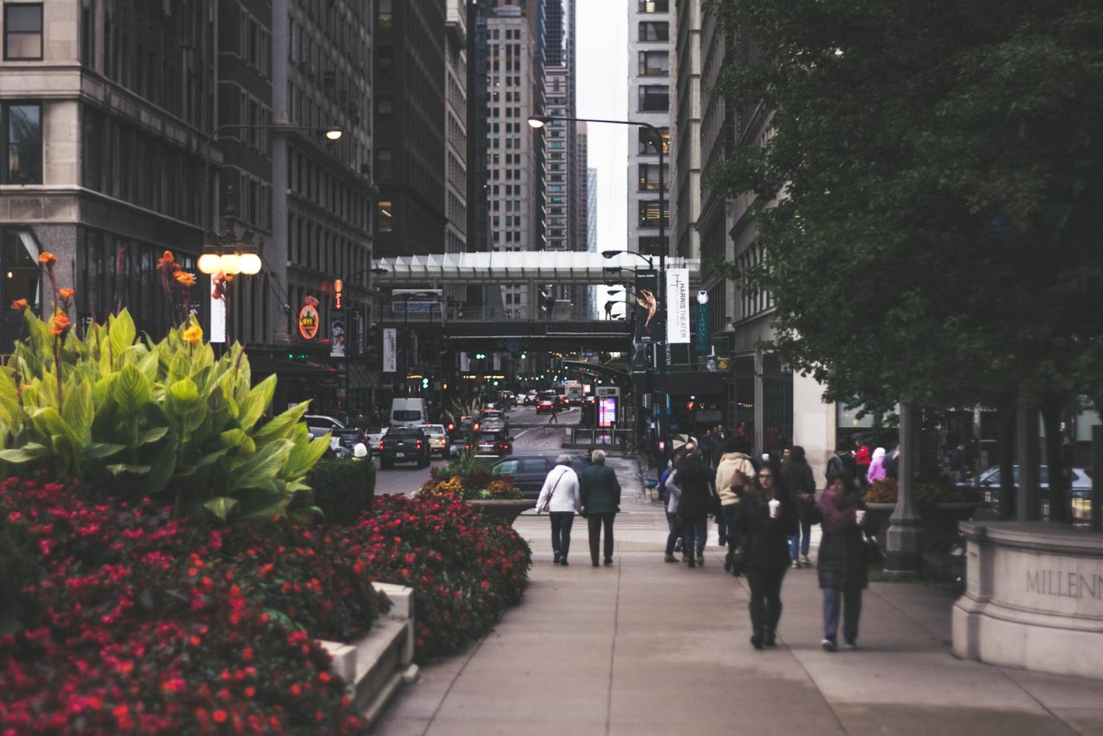 people walking in Chicago street