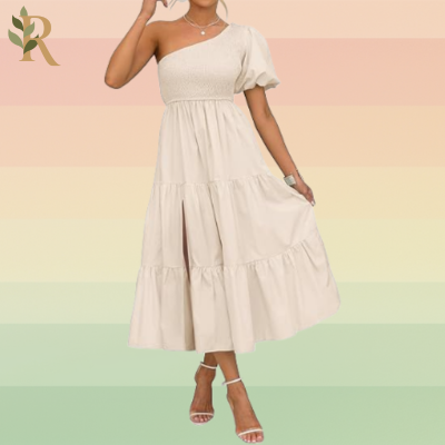 one-shoulder midi dress