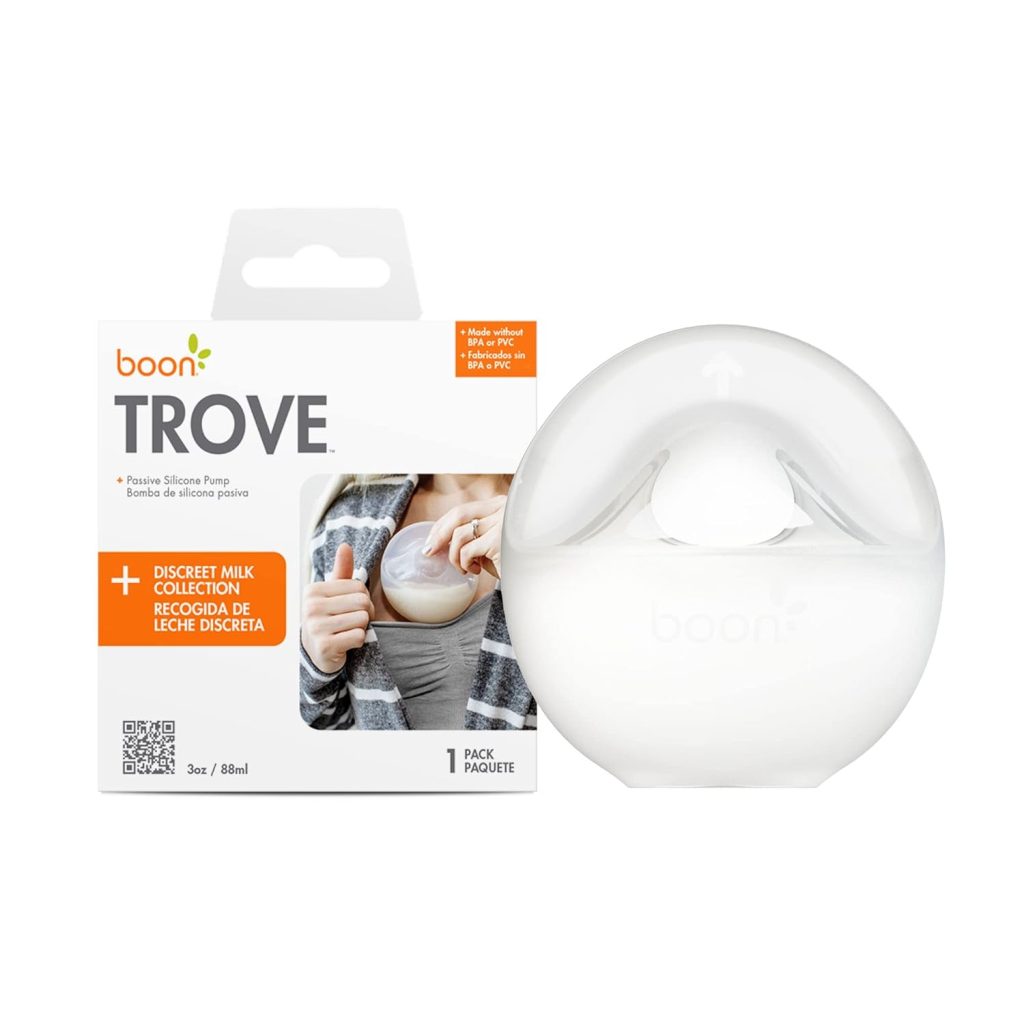 A Boon Trove silicone breast milk catcher.