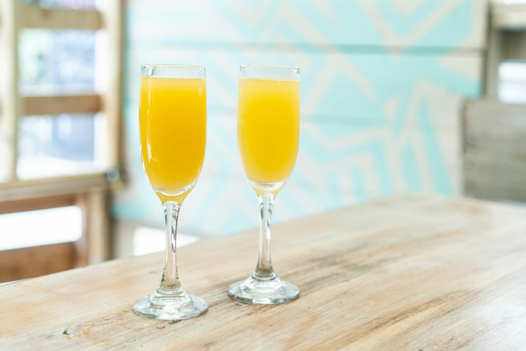 Mimosas at a wedding brunch.