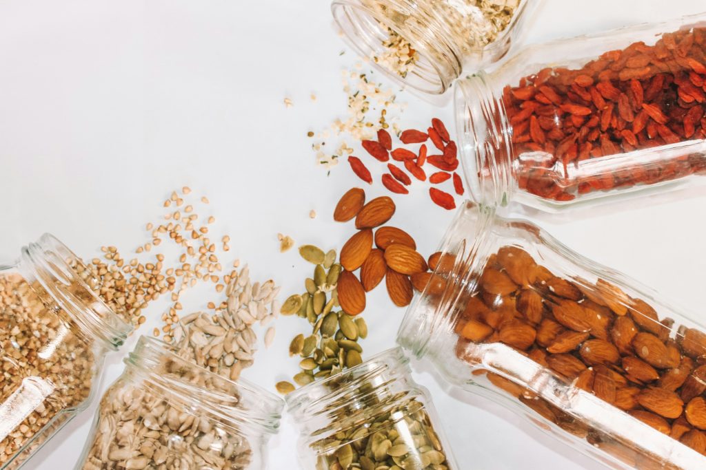 Nuts and seeds contain zinc for healthy skincare.