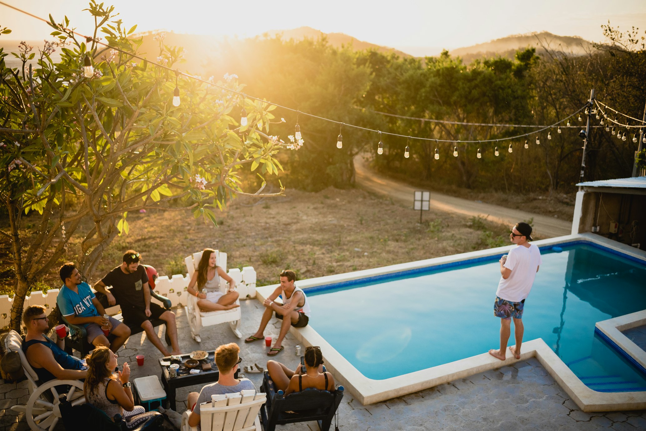 people in a pool party