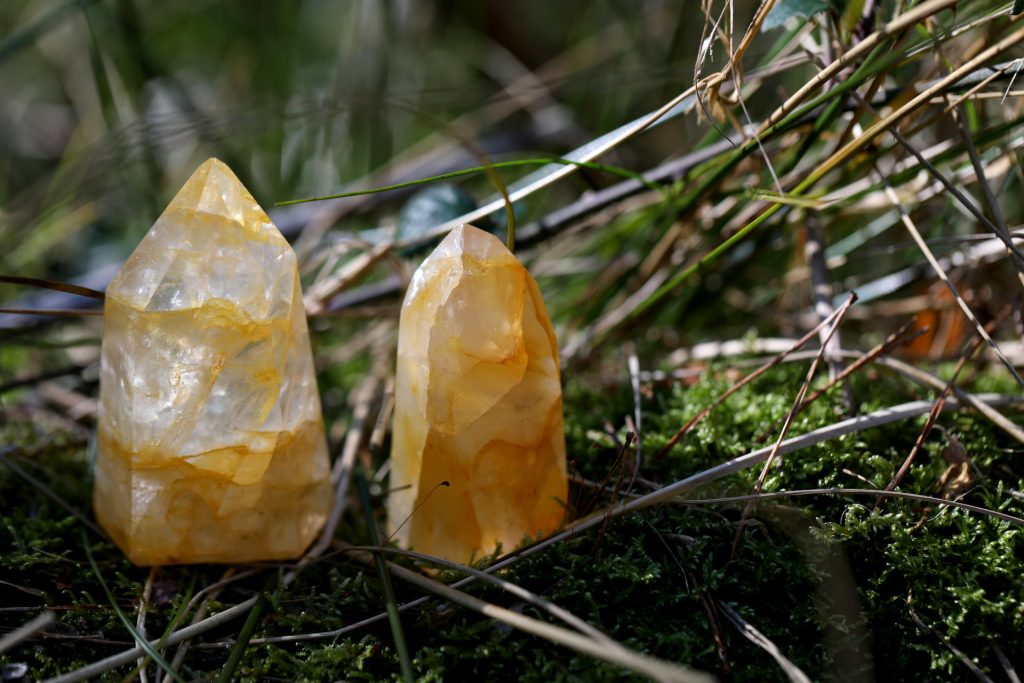 Winter solstice crystals can be used on a magical nature walk.