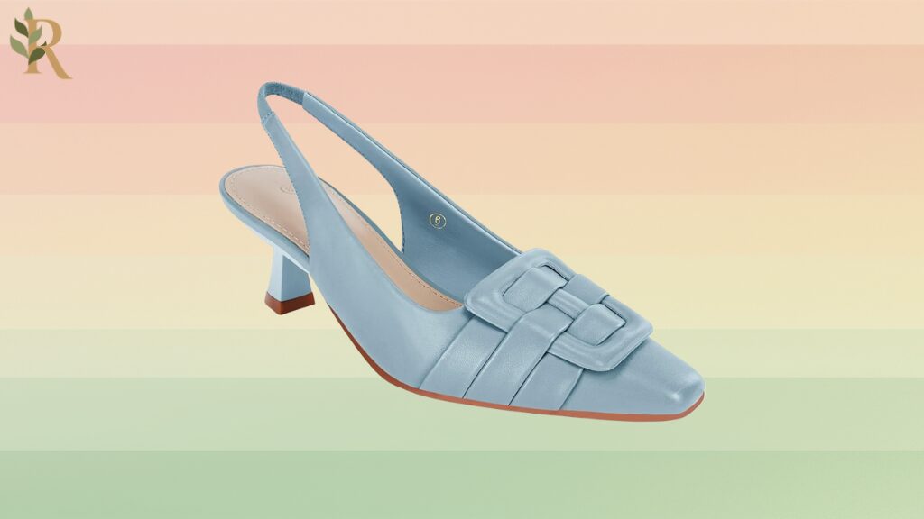 Light blue sling-back kitten heel