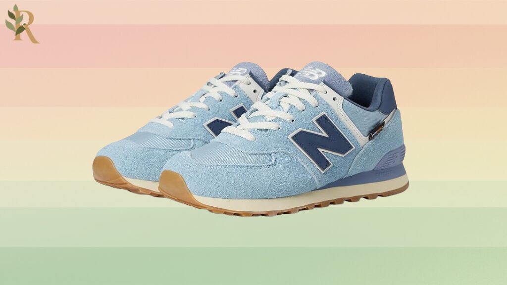 Light blue sneakers with the New Balance logo on the side