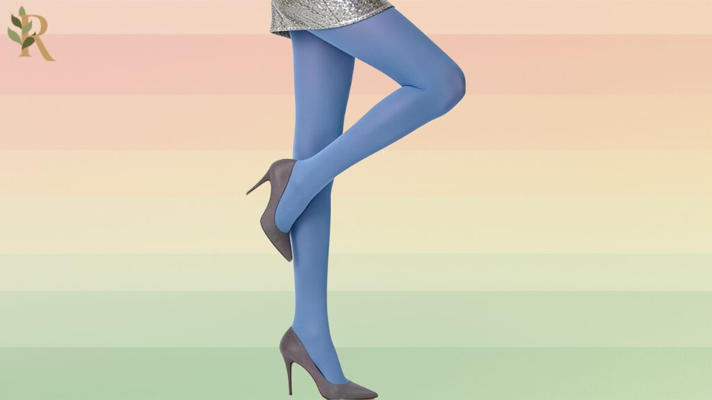 A model wearing light blue tights