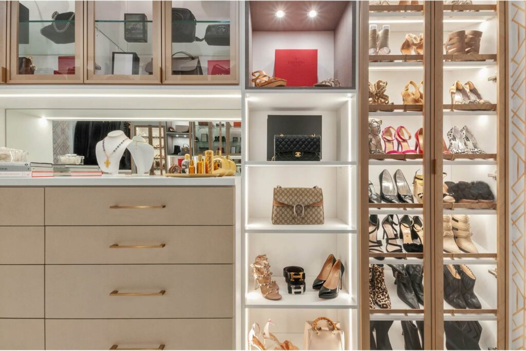 A woman's walk-in wardrobe