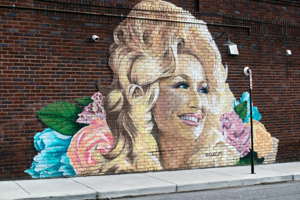 A mural of Dolly Parton