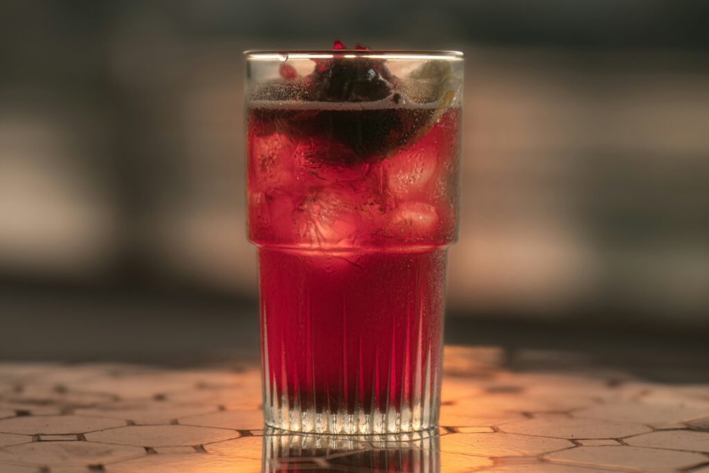 Tart cherry sleepy girl mocktail in a glass