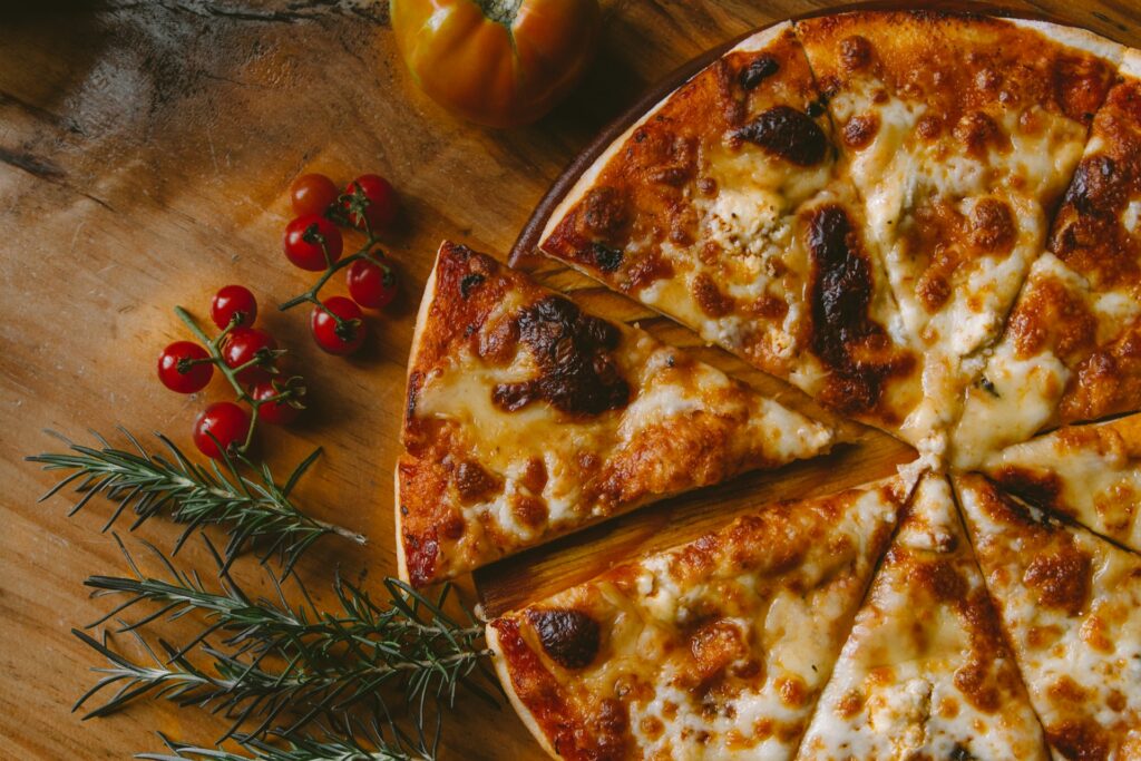 A fresh pizza.