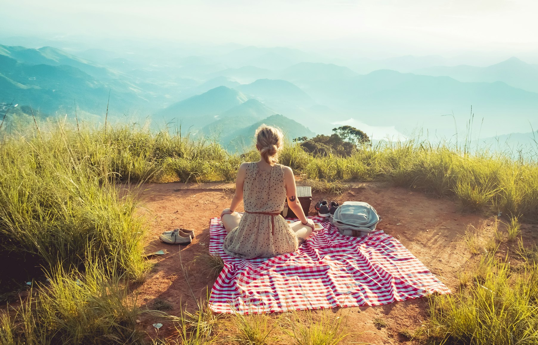 woman having a solo picnic