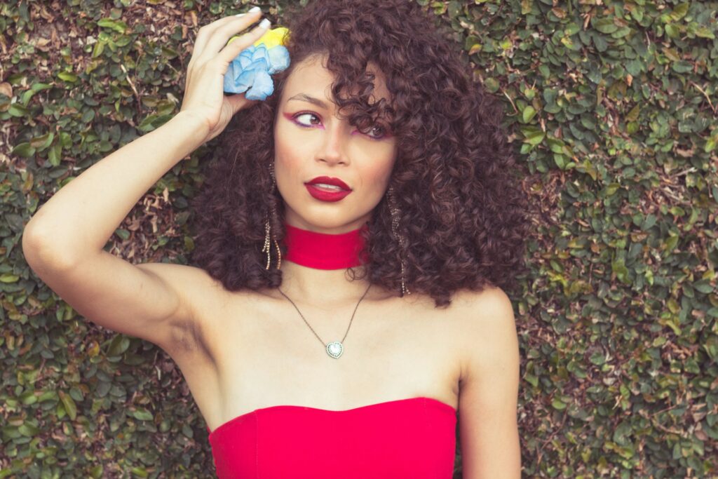 woman with curly hair