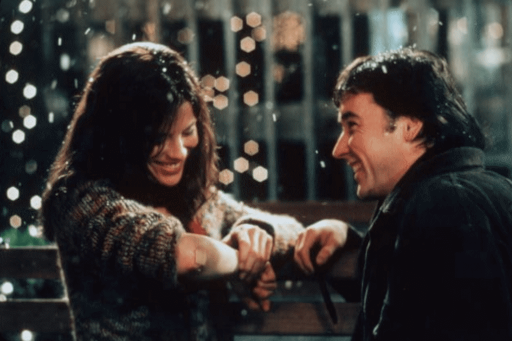 The two main characters from Serendipity together in a scene from the film