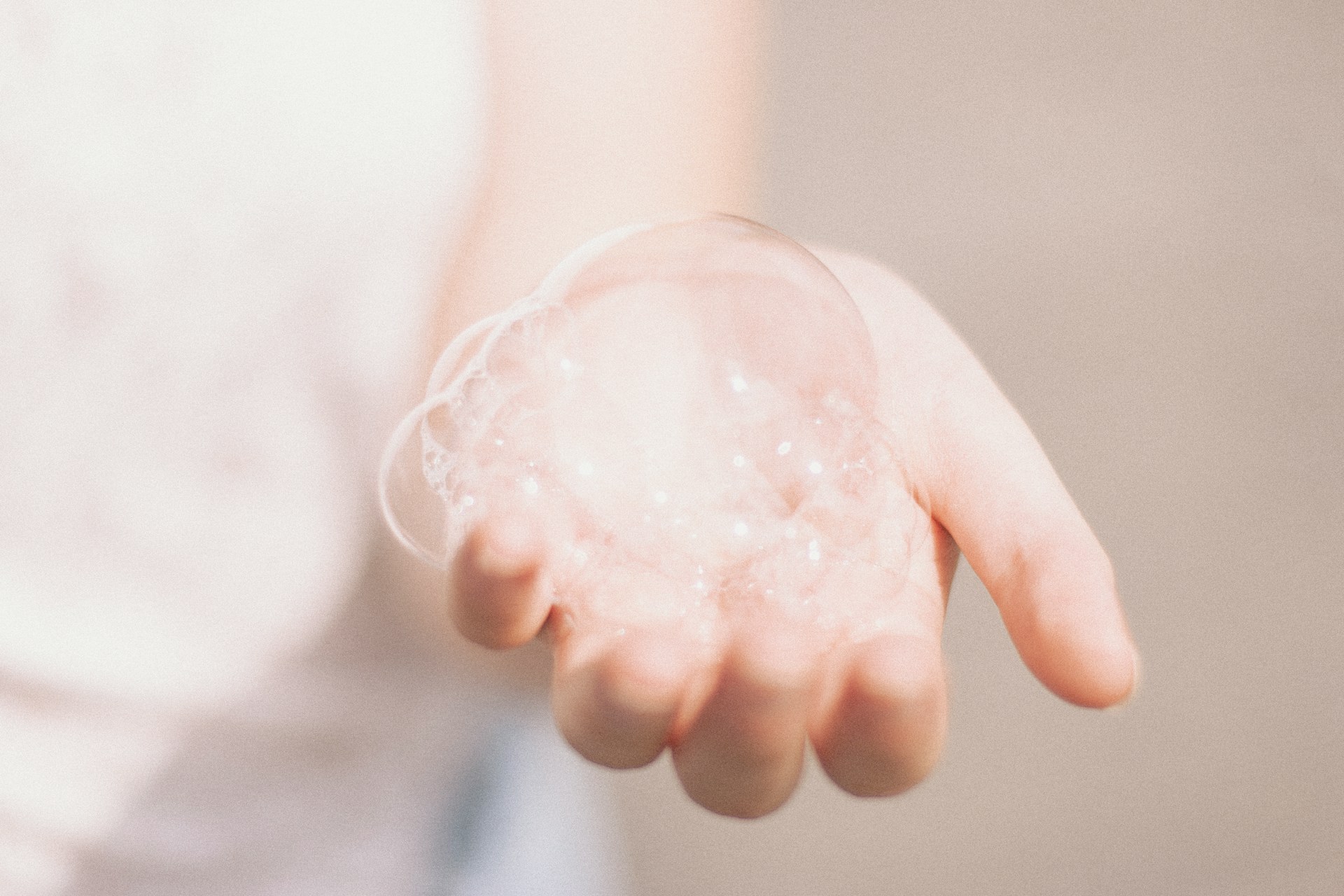 bubbles on a person's hand