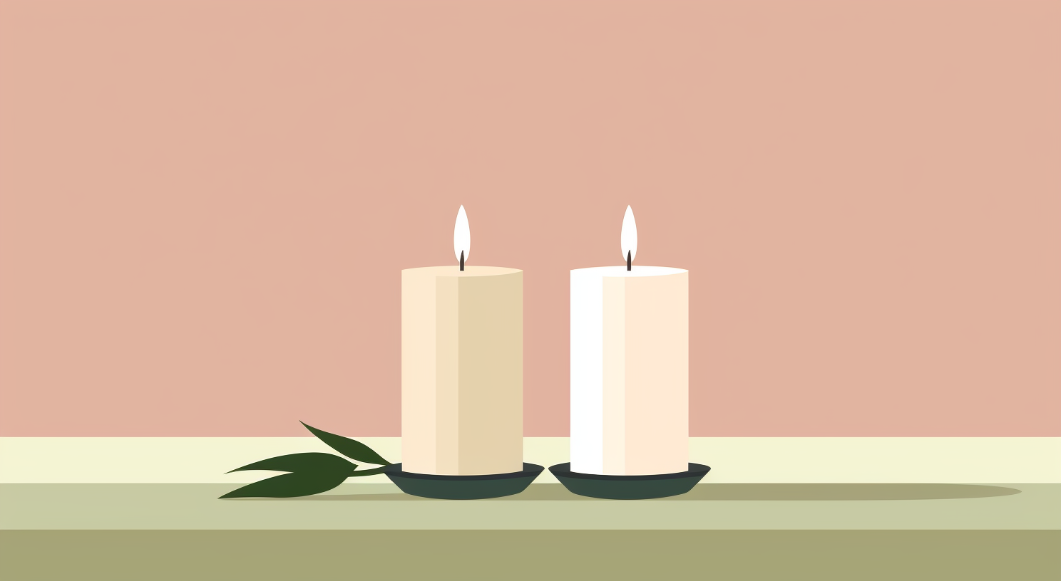 Two candles on a table.