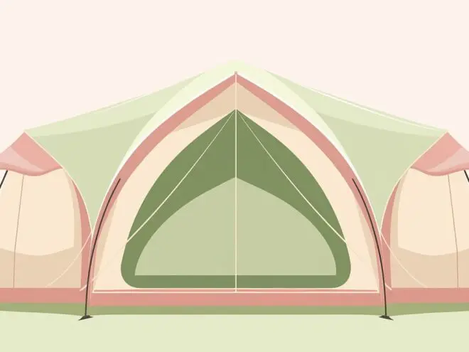 A green and pink tent.