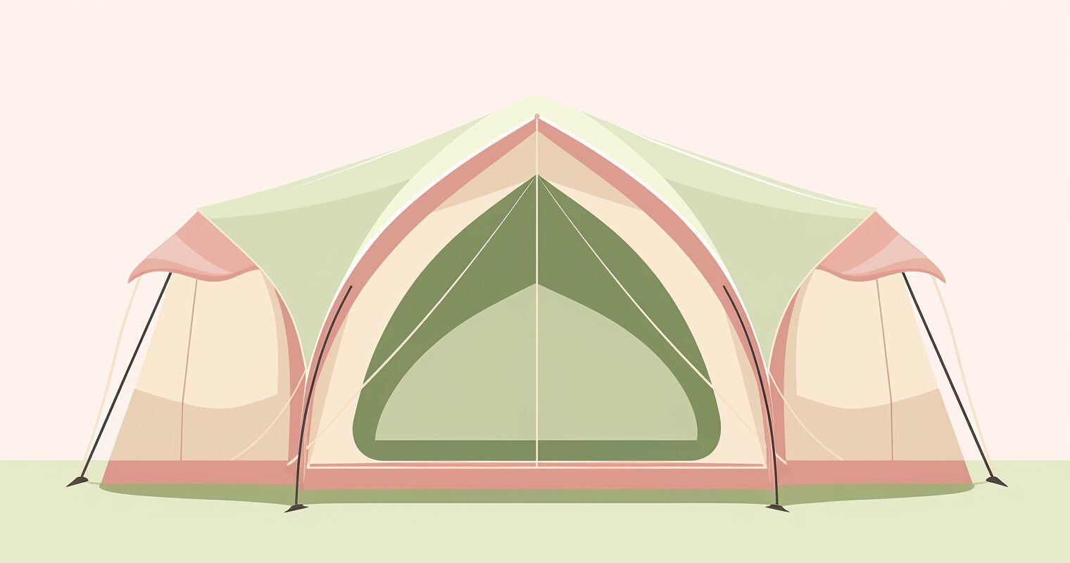 A green and pink tent.