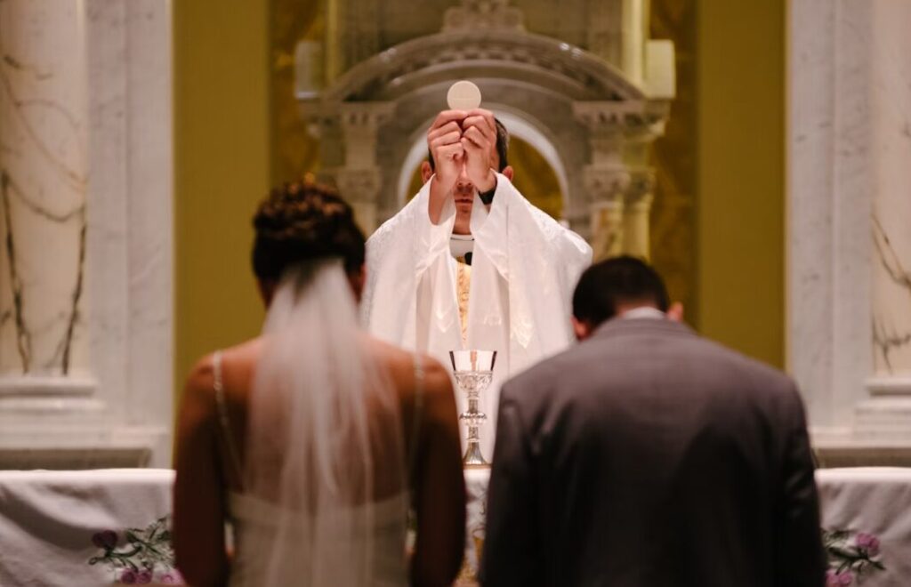 Catholic wedding with priest