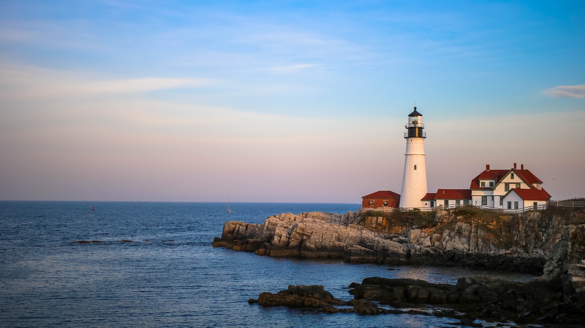 A lighthouse on the shore of Maine.
