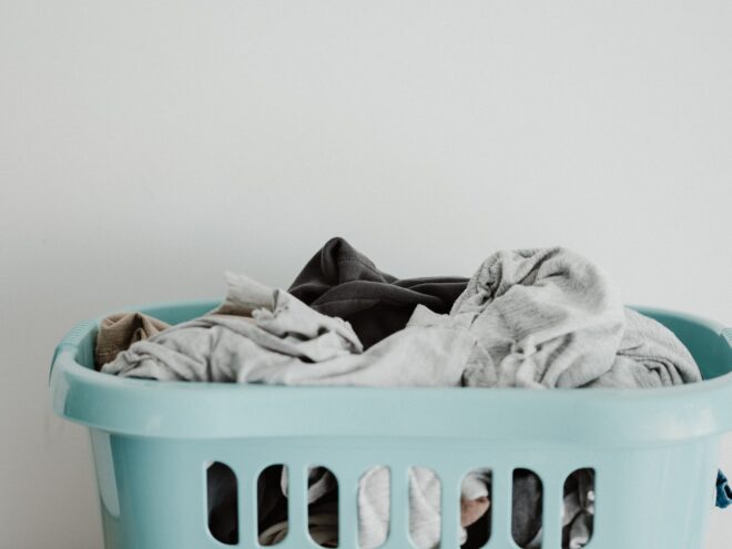 Basket of laundry.
