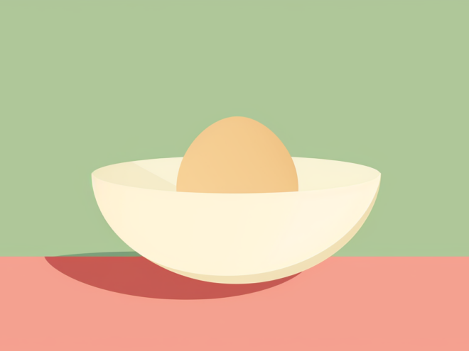 An egg sitting in a bowl.