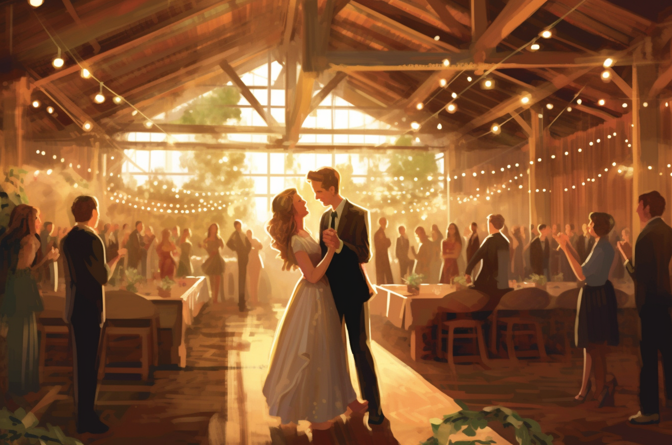 art deco wedding in a rustic barn
