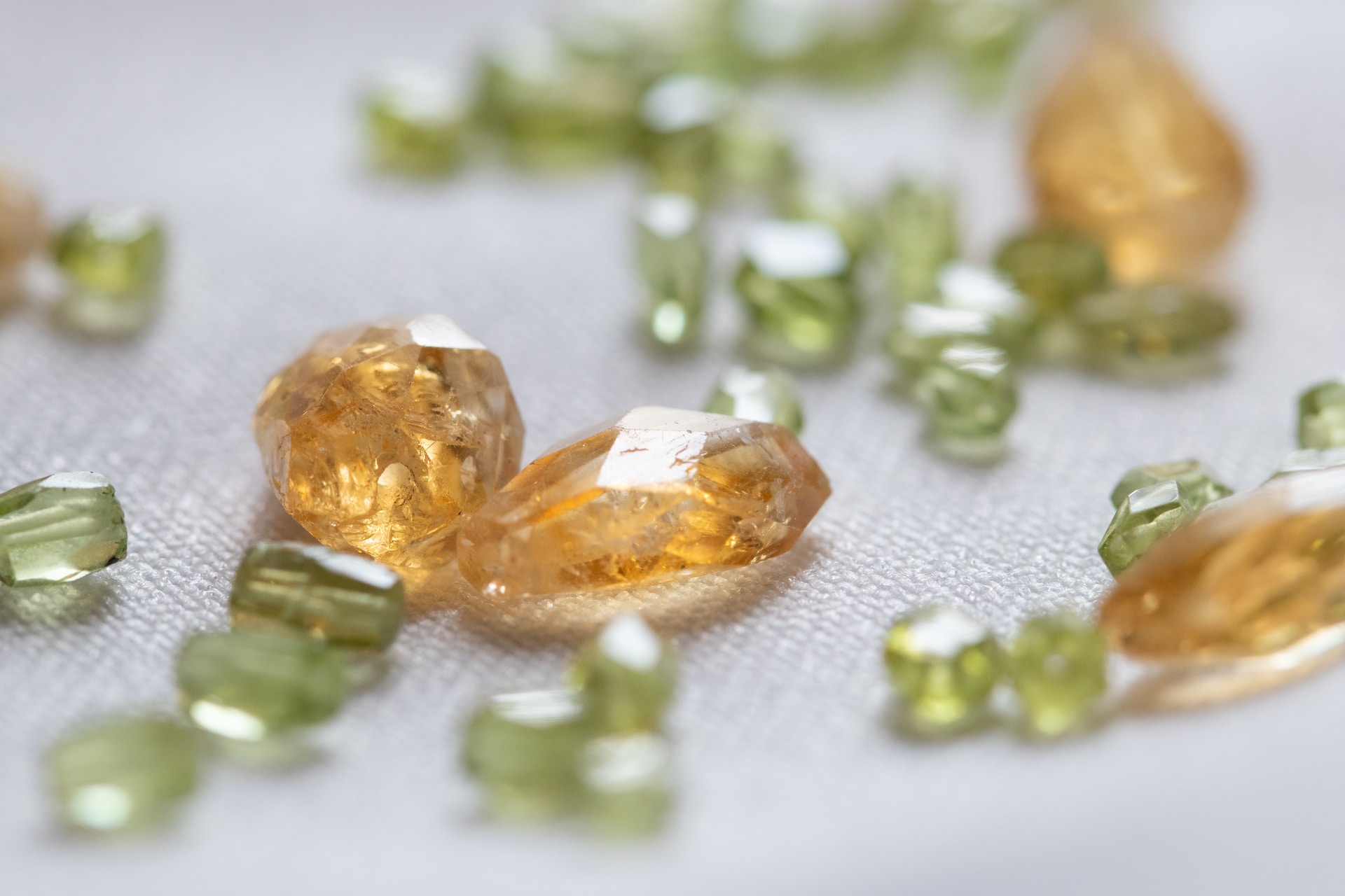 What is your birthstone? Here you see golden topaz and peridot.
