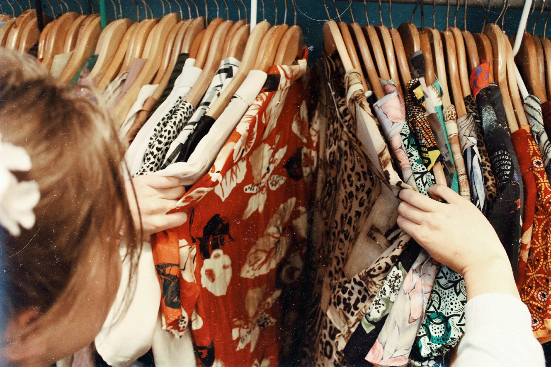 Rack of patterned clothes