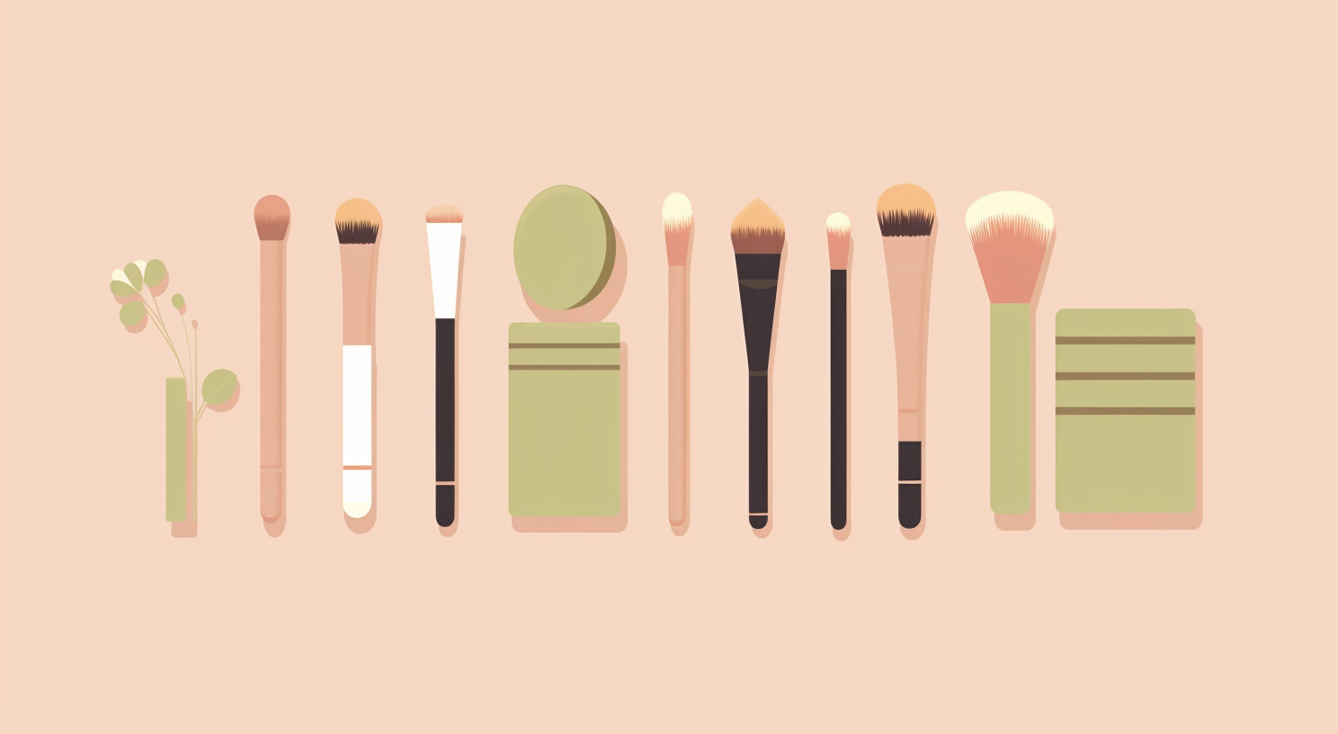 Makeup brushes of various sizes.