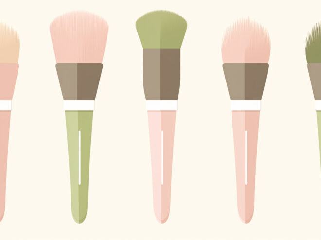 A variety of makeup brushes.