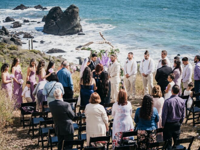 Beach wedding ceremony.