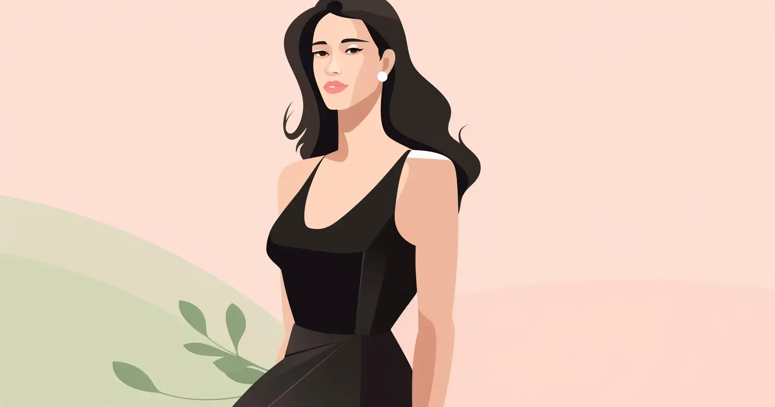 A woman wearing a black dress.