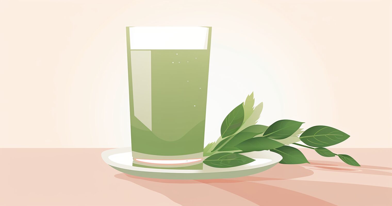 A glass of green celery juice.