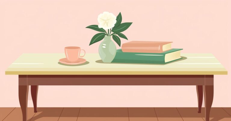 A stack of books, a flower vase and a cup of coffee sit on a coffee table.