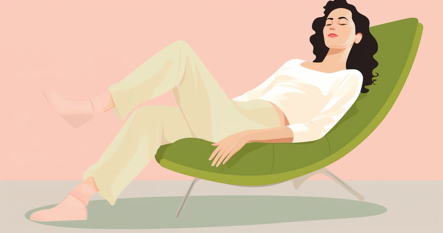 A woman relaxing in an armchair.