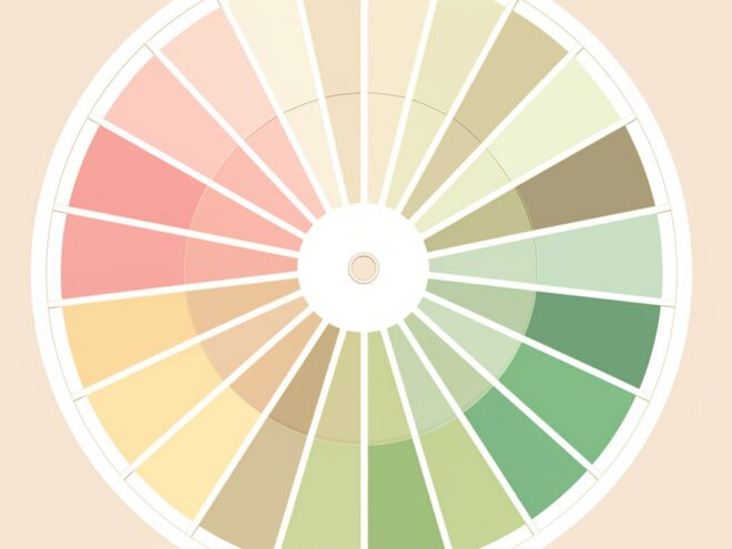 A wheel of colors featuring various shades of pink, yellow and green.