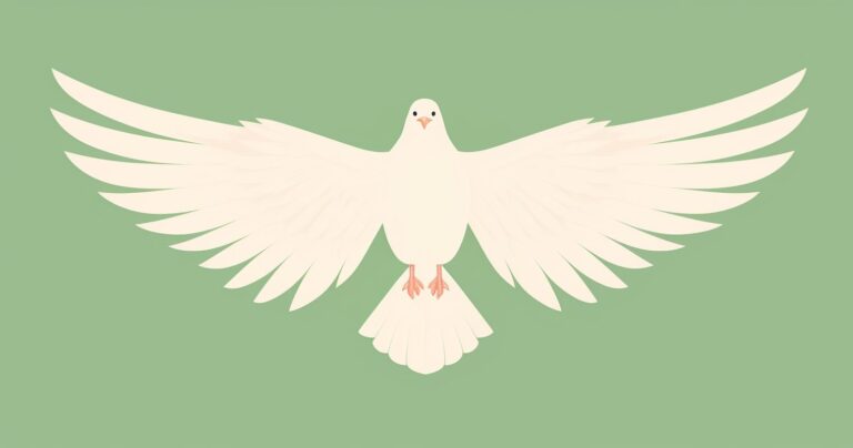 A white dove with its wings outstretched.