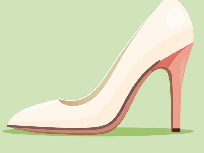A white high heel.