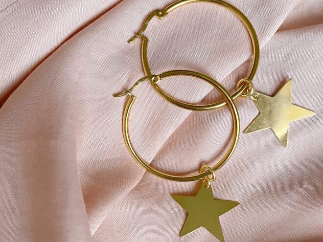 a pair of hoop earrings with stars --how to clean earrings