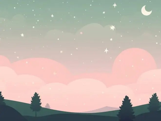 A starry sky over a field and trees.