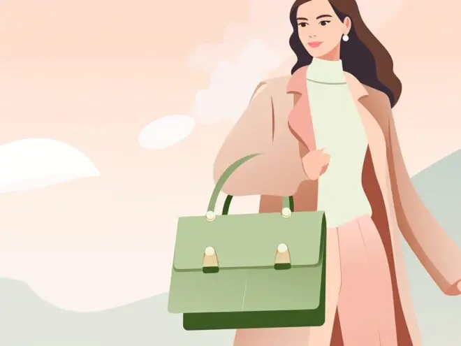 A woman holding a purse.