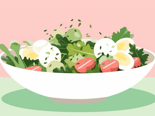 A bowl of salad.