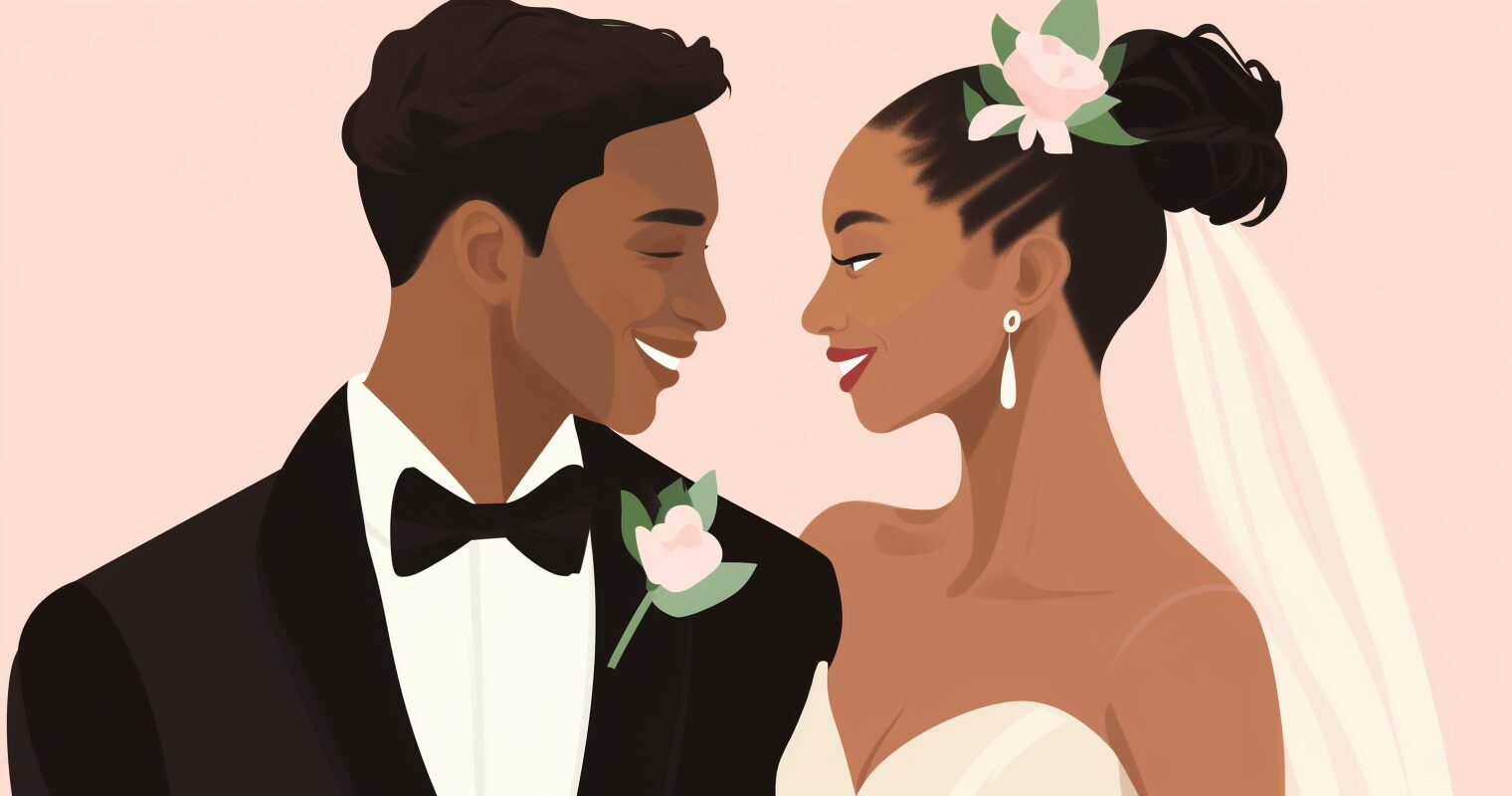 A bride and groom.